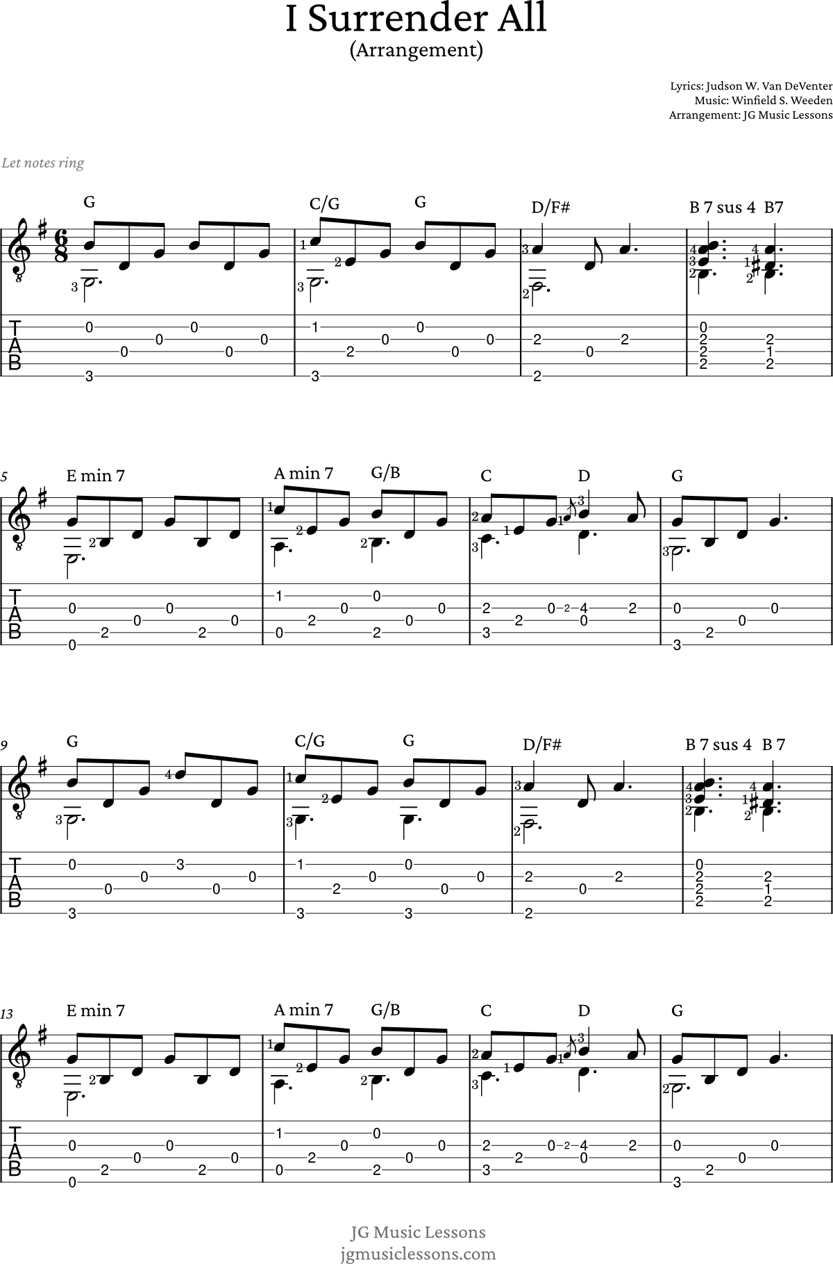 I Surrender All Guitar Arrangement pg 1