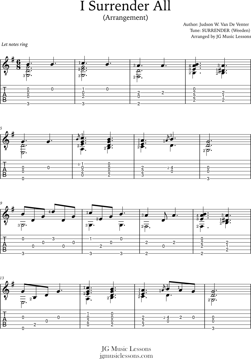 I Surrender All guitar arrangement 1