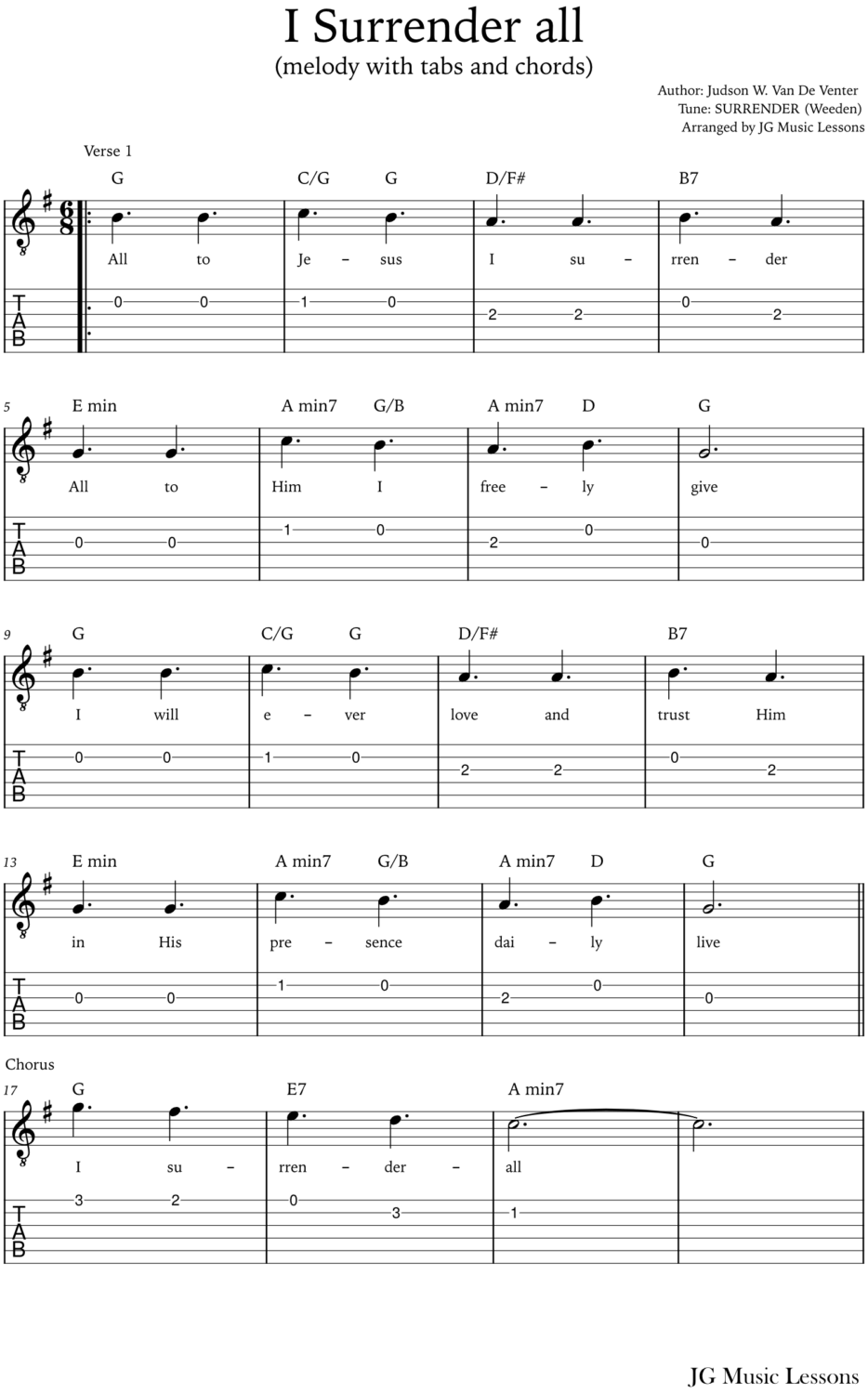 I Surrender All tabs and chords 1