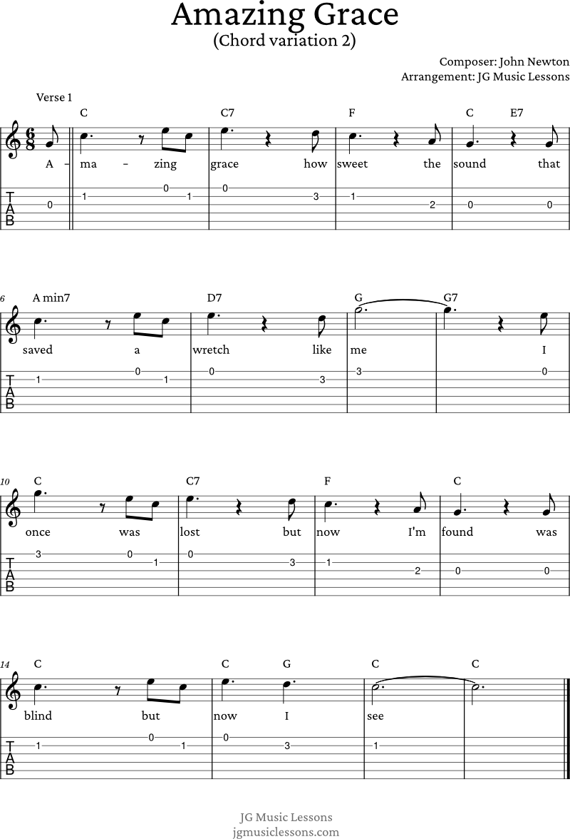 Amazing Grace level 2 (7th chords)