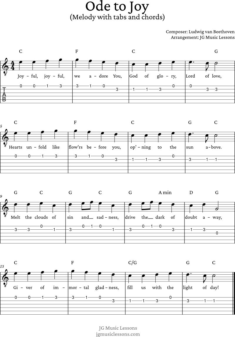 Ode to Joy melody with chords