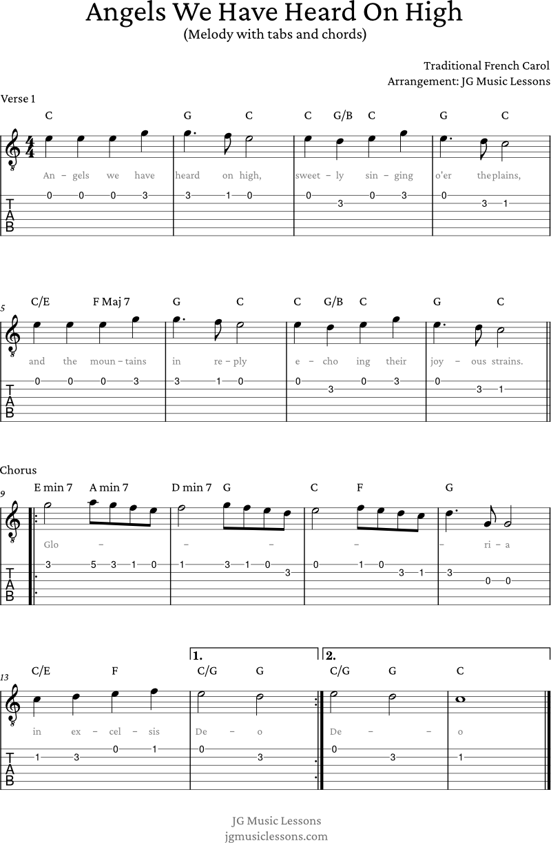 Angels We Have Heard On High guitar tabs and chords