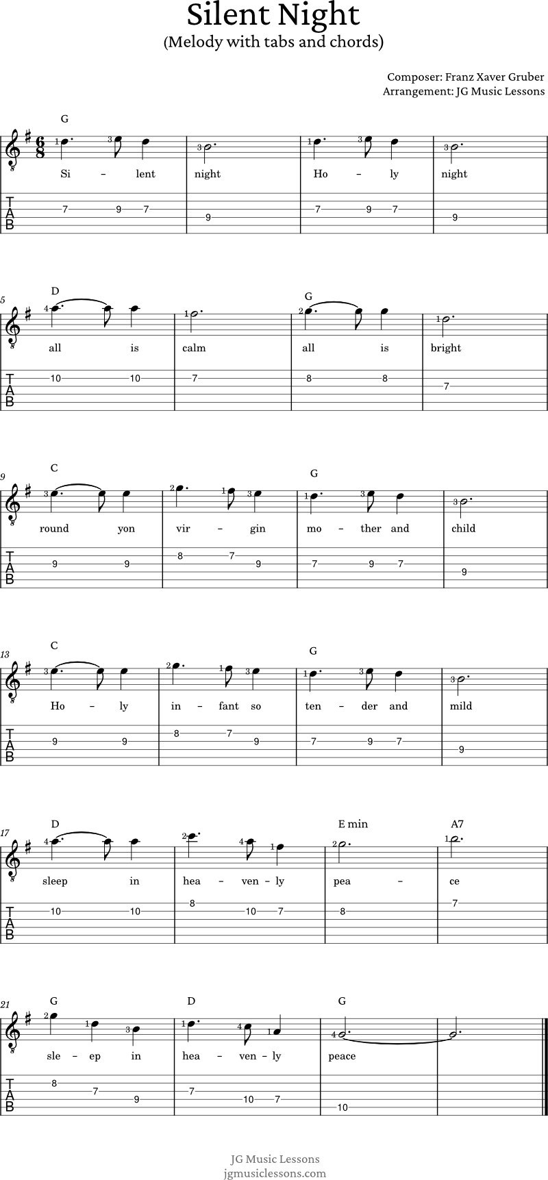 Silent Night guitar tabs and chords