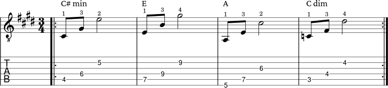 Spread triad chord example 9