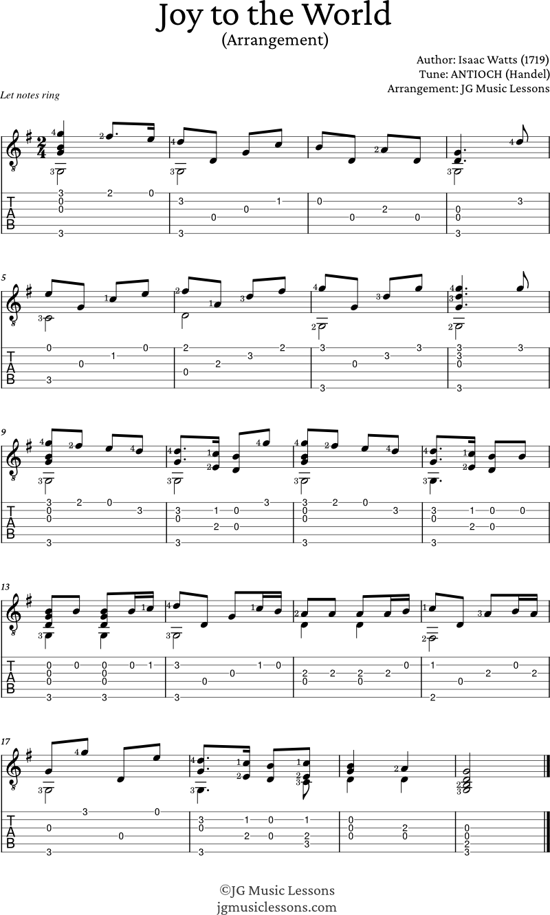 Joy to the World guitar arrangement