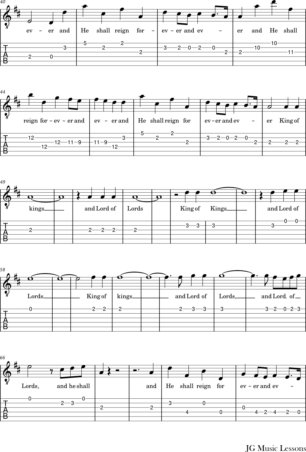 Messiah Hallelujah chorus melody with tabs 3