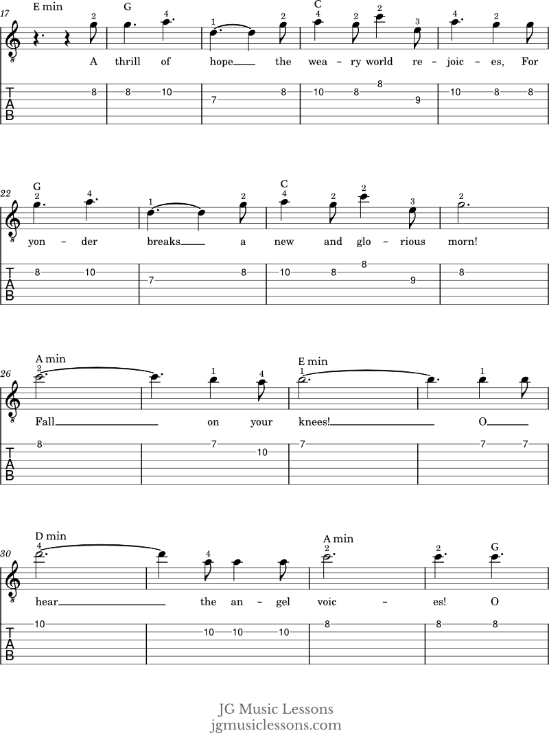 O Holy Night guitar tabs and chords page 2