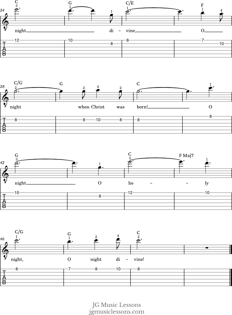 O Holy Night guitar tabs and chords page 3