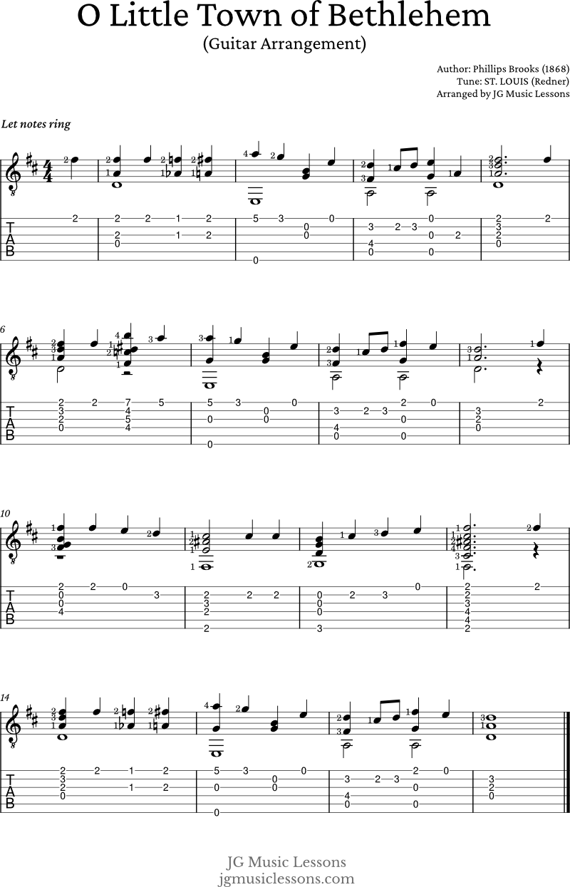 O Little Town of Bethlehem guitar arrangement