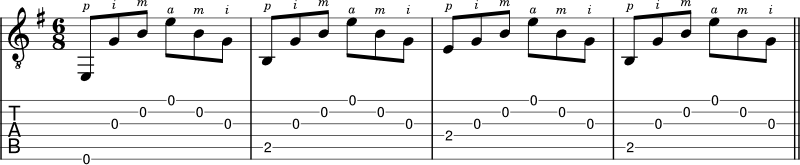 Fingerpicking exercise 2 moving bass notes