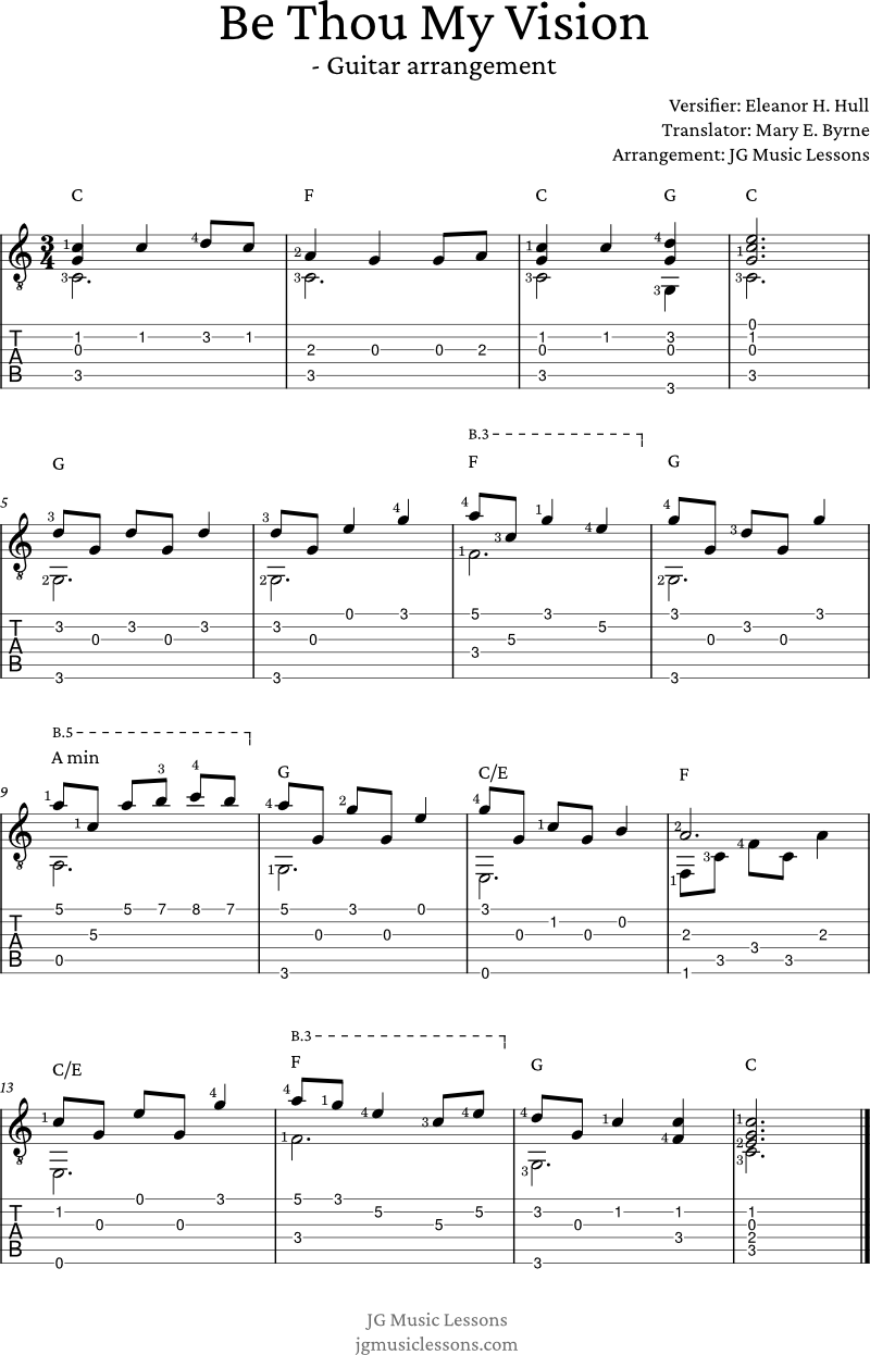 Be Thou My Vision guitar tabs arrangement