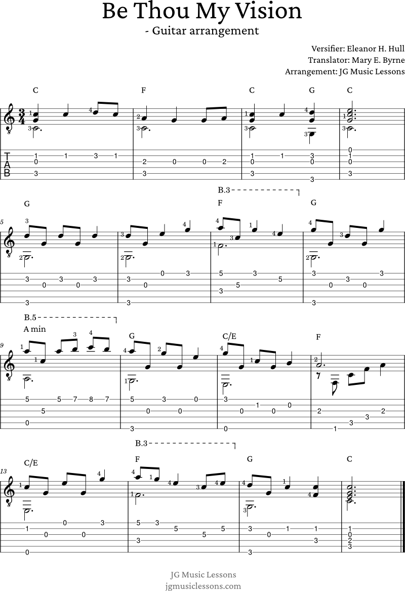 Be Thou My Vision guitar tabs arrangement