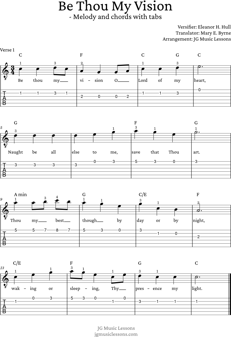 Be Thou My Vision - melody and chords with tabs 