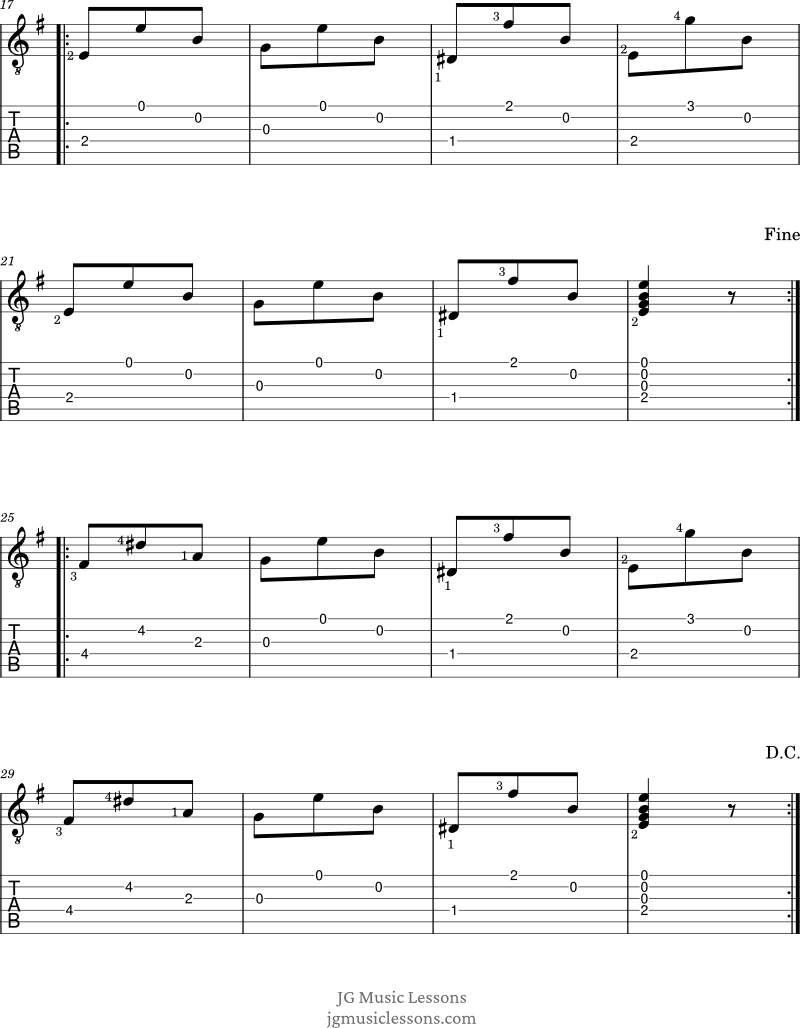 Carulli guitar tabs Waltz - Opus 241 No 4 page 2