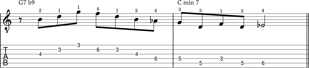 Harmonic minor scale lick 2