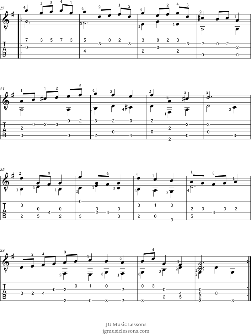 Minuet in G guitar arrangement 2