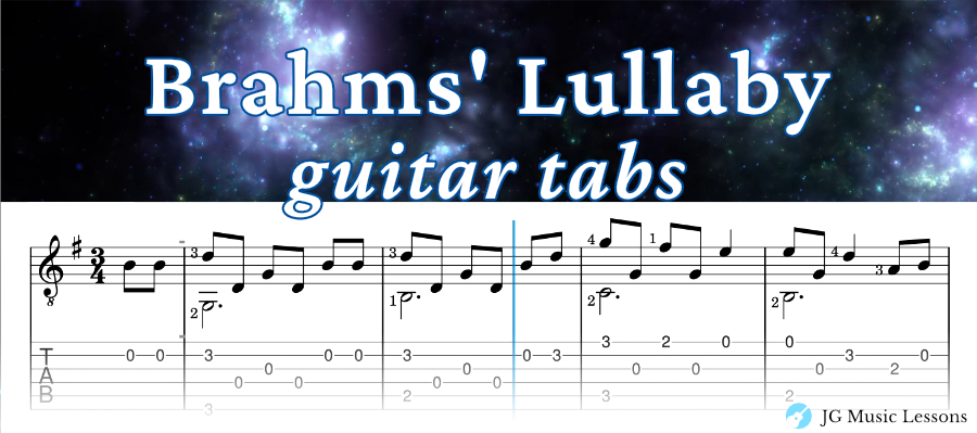 Brahms Lullaby guitar tabs banner