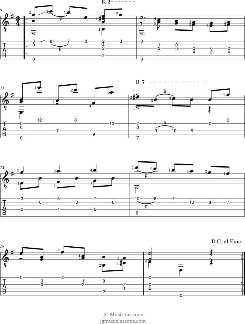 Lagrima Tarrega guitar tabs page 2