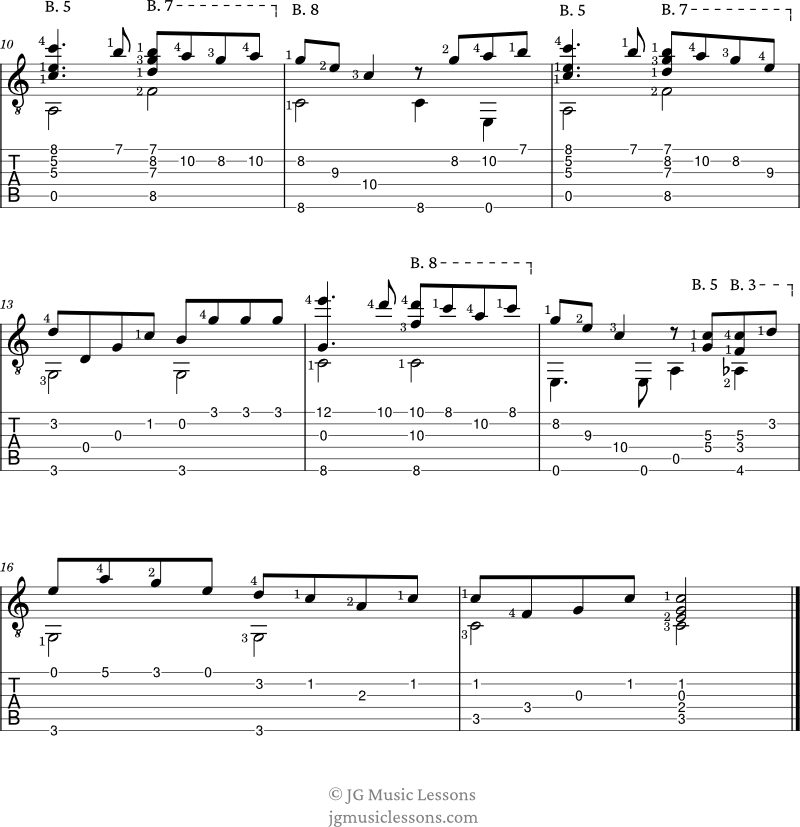 Danny Boy guitar tabs arrangement page 2