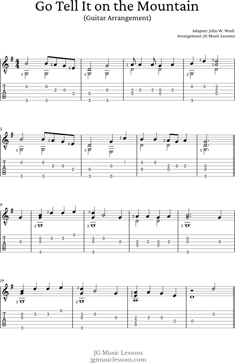 Go Tell It on the Mountain guitar arrangement