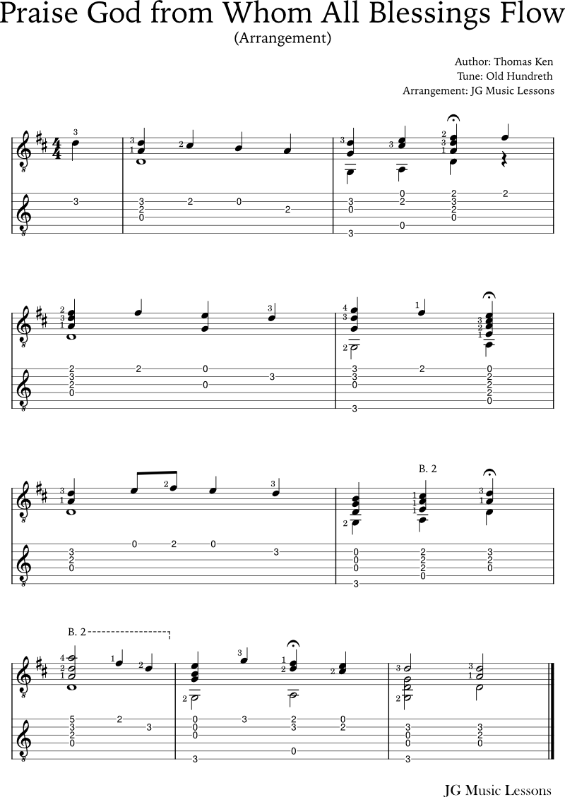 Praise God from Whom All Blessings Flow guitar arrangement