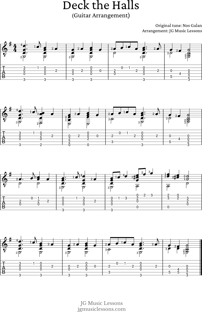 Deck the Halls guitar arrangement 