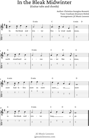 In the Bleak Midwinter - guitar tabs, chords and fingerstyle