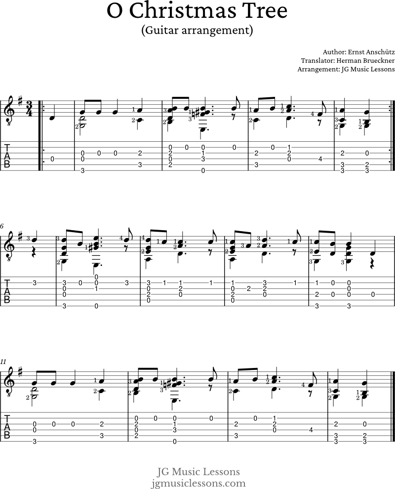 Oh Christmas Tree - guitar arrangement