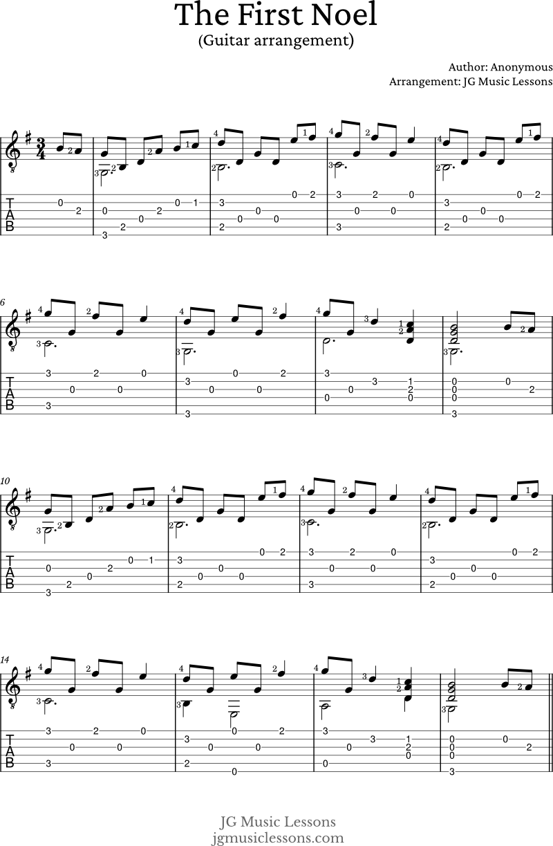 The First Noel guitar arrangement guitar tabs