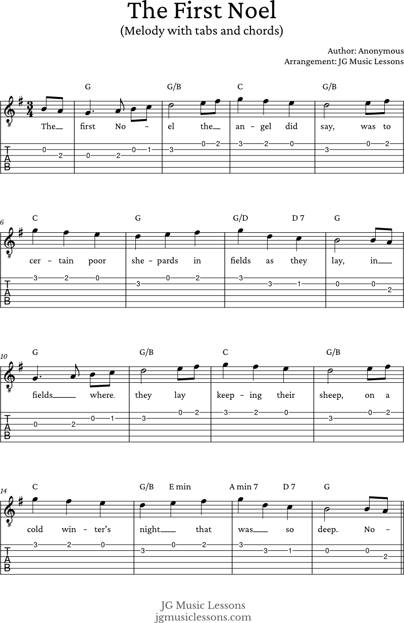 The First Noel guitar tabs and chords 1