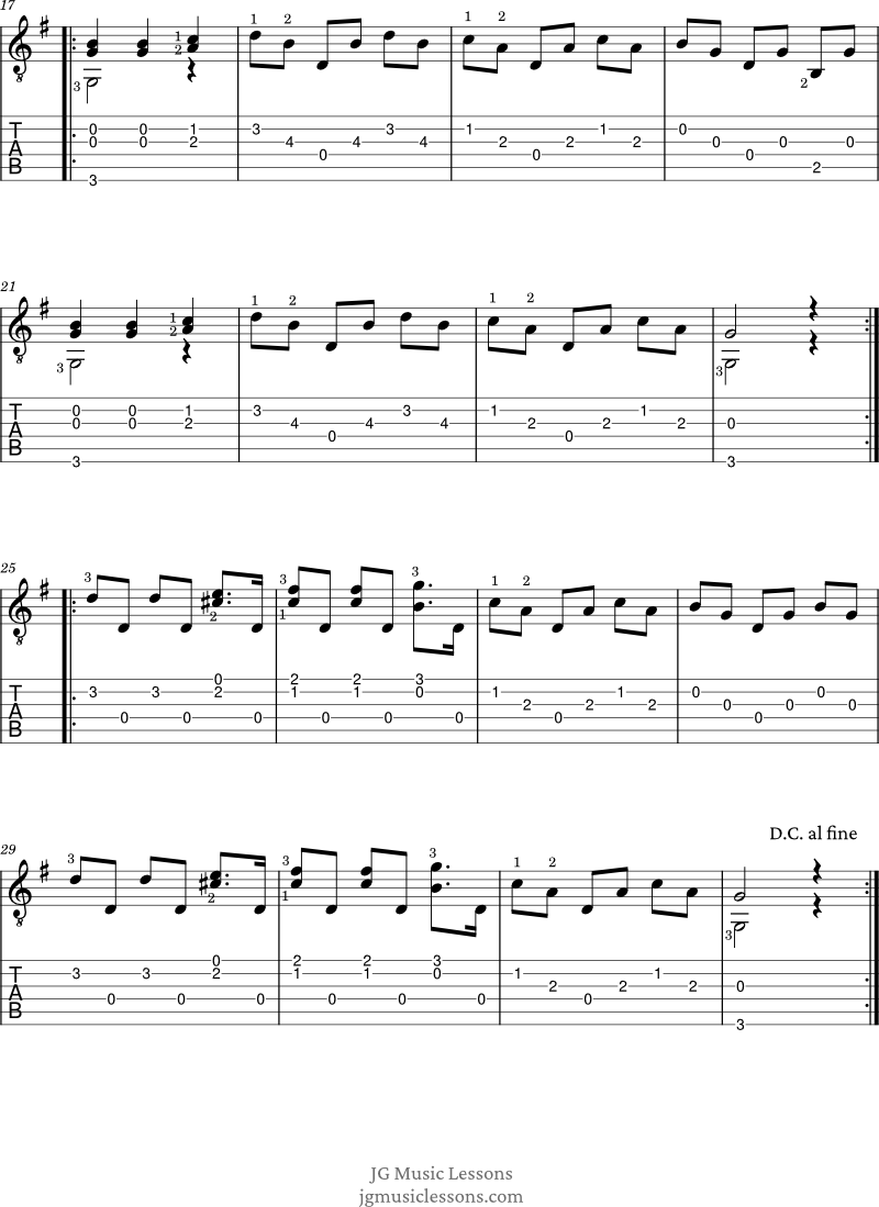 Opus 241, No. 21 Carulli guitar tabs page 2