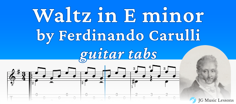 Waltz in E minor Carulli guitar tabs banner