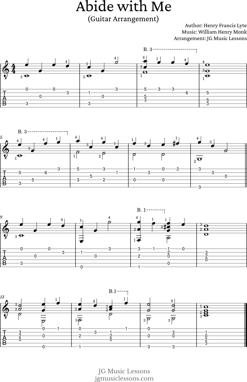 Abide with Me guitar arrangement 