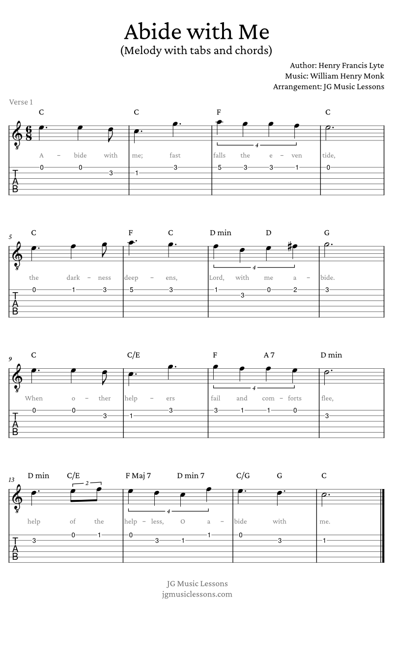 Abide with Me guitar arrangement