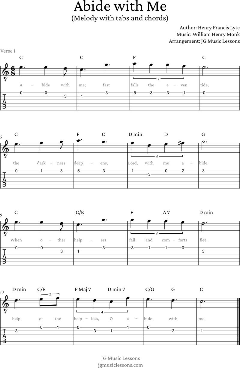 Abide with Me guitar tabs and chords