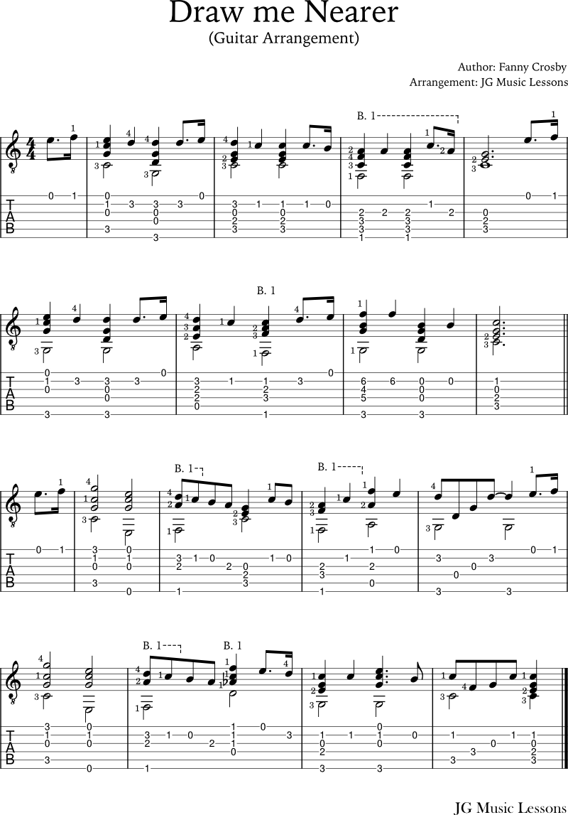Draw Me Nearer guitar arrangement