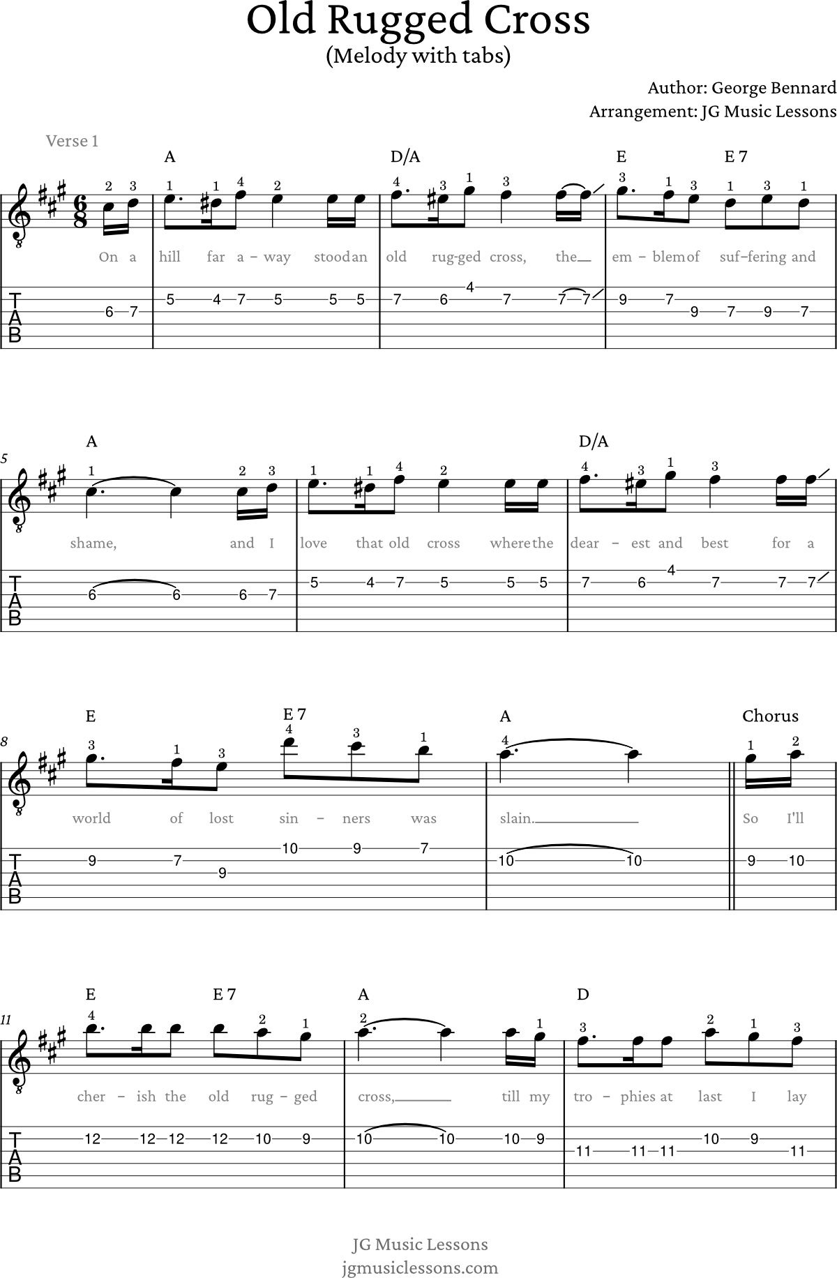 Old Rugged Cross - melody pg 1