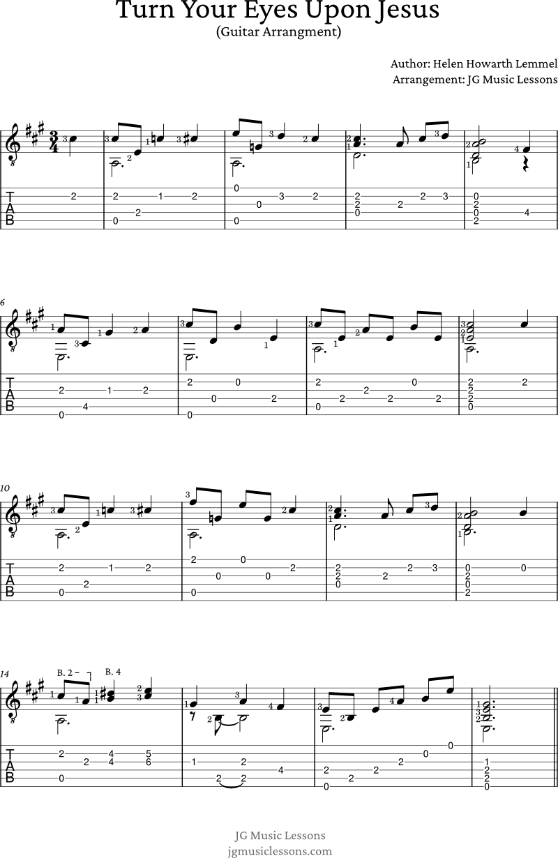Turn Your Eyes Upon Jesus - guitar arrangement pg 1