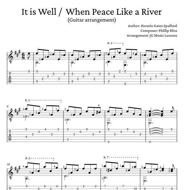 It is Well / When Peace Like a River - guitar arrangement preview 1