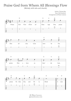 Praise God From Whom All Blessings Flow - Guitar Tabs - JG Music Lessons