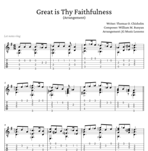 Great is Thy Faithfulness guitar sheet music preview