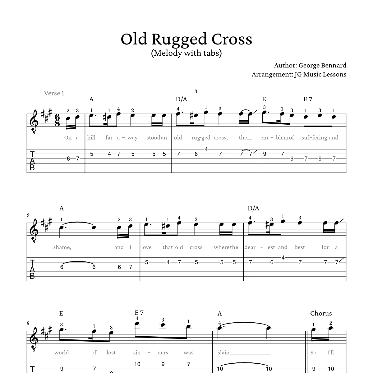 Old Rugged Cross - melody preview