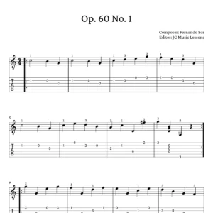 Op. 60 No. 1 - Fernando Sor guitar tabs preview .webp