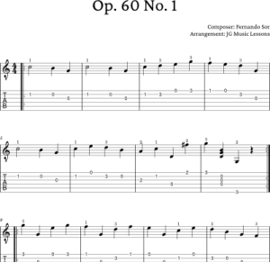 Op. 60 No. 1 - Fernando Sor guitar tabs sheet music banner