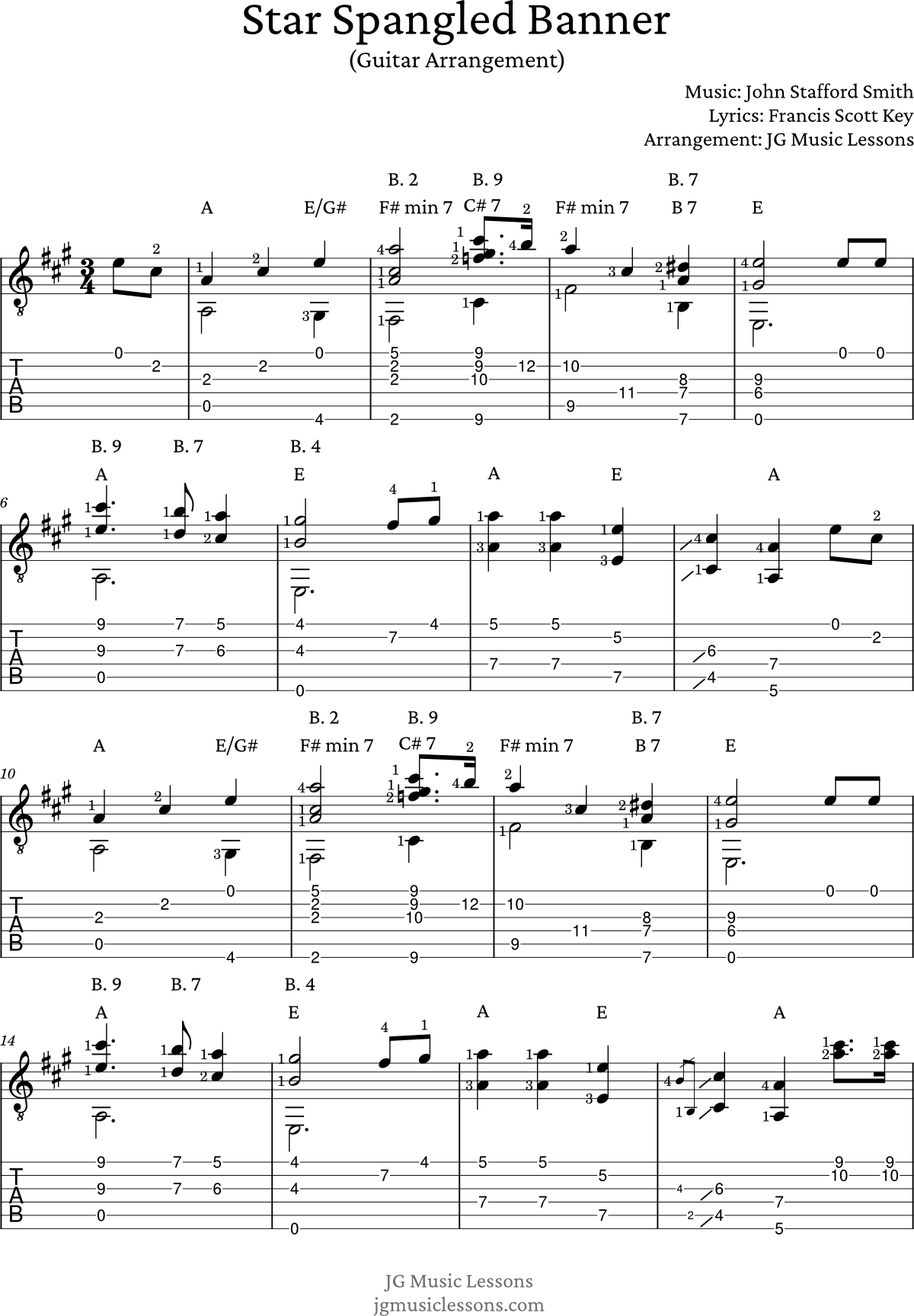 Star Spangled Banner - guitar arrangement