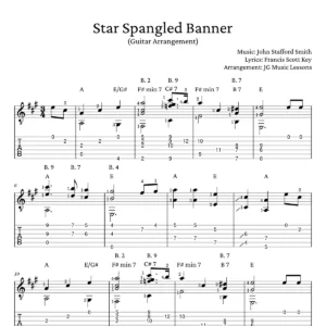 Star Spangled Banner - guitar tabs arrangement preview
