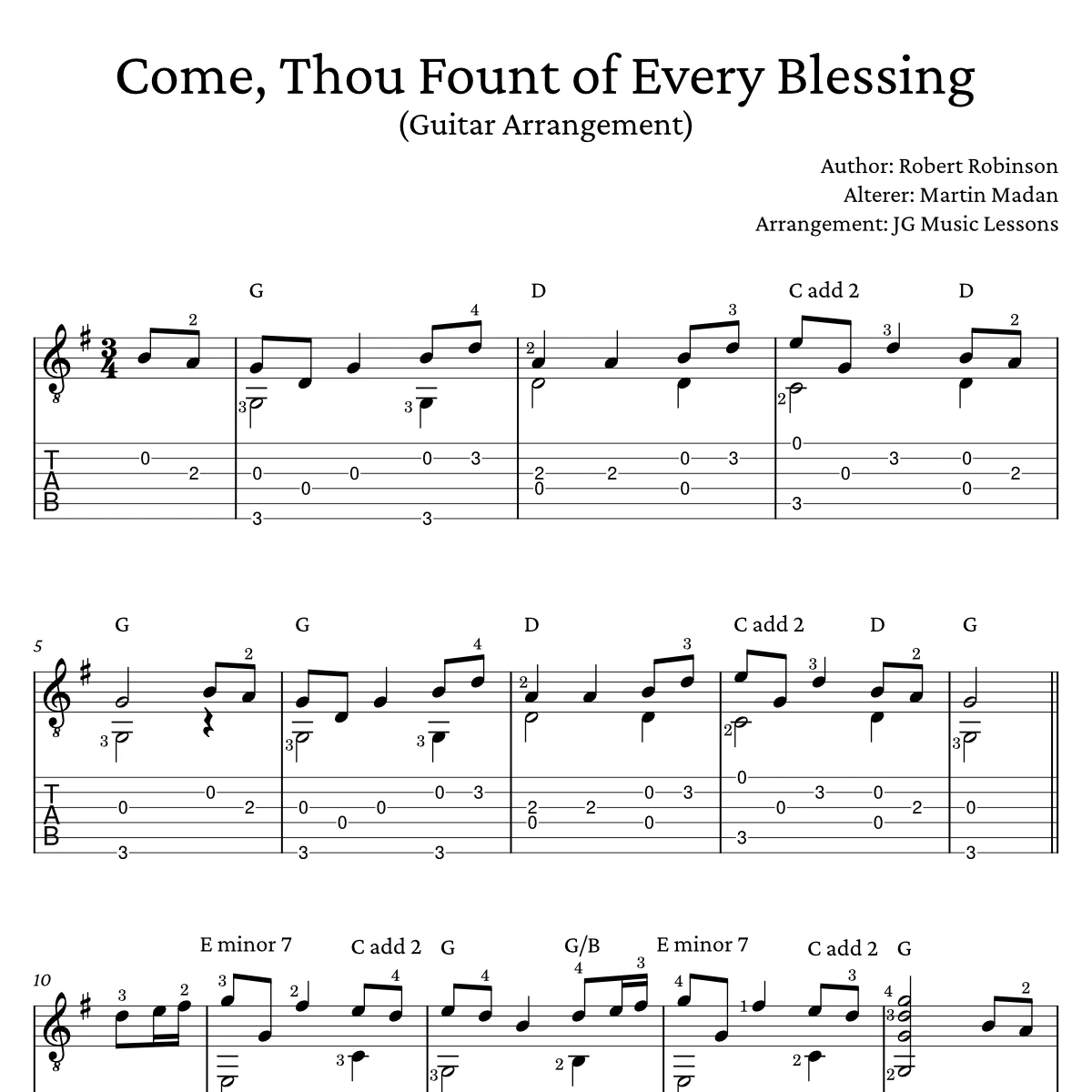 Come Thou Fount - guitar arrangement preview