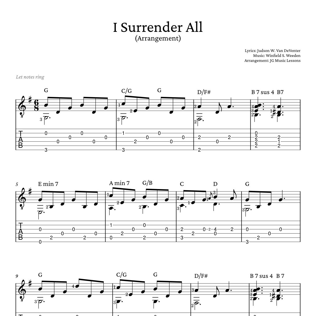I Surrender all arrangement preview