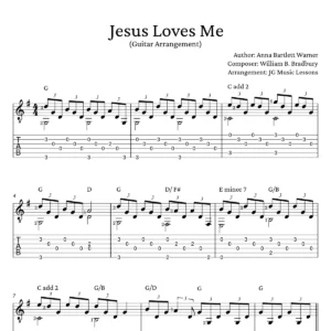 Jesus Loves Me guitar arrangement preview