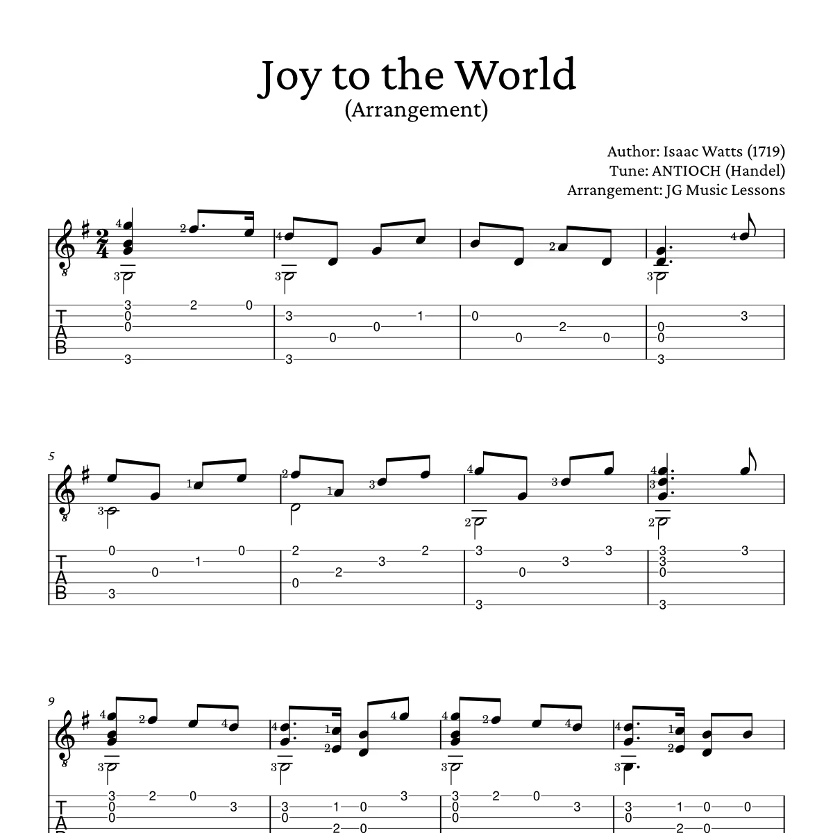 Joy to the World (guitar arrangement) preview